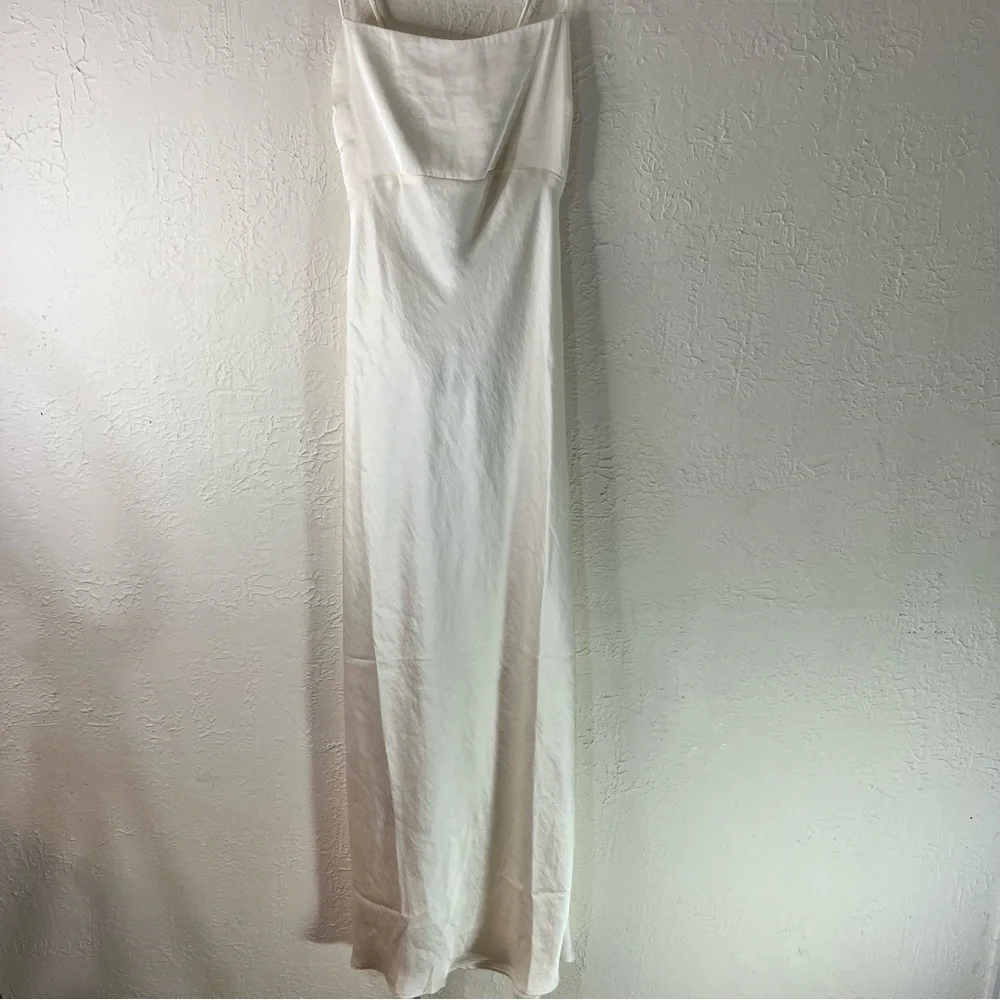 The A&F Julia Slip Cowl Back Bow Maxi Dress in Pearl White